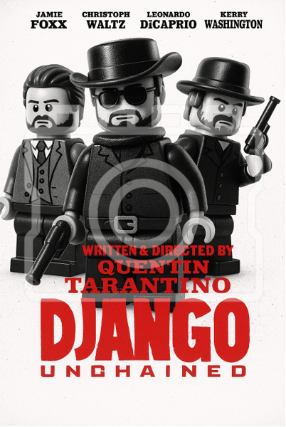 DJANGO UNCHAINED - LEGO-Inspired A4 Movie Print - Ready to Frame