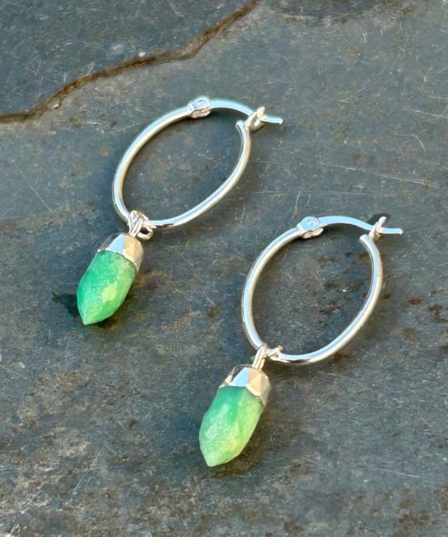 Chrysoprase and Silver Earrings