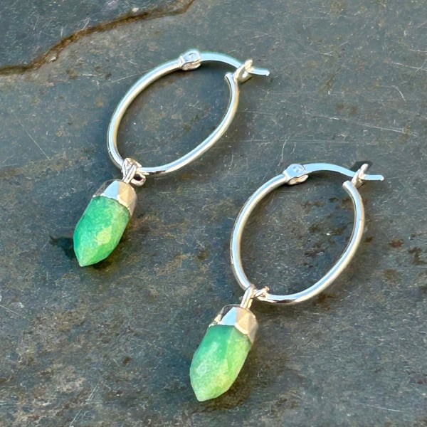 Chrysoprase and Silver Earrings