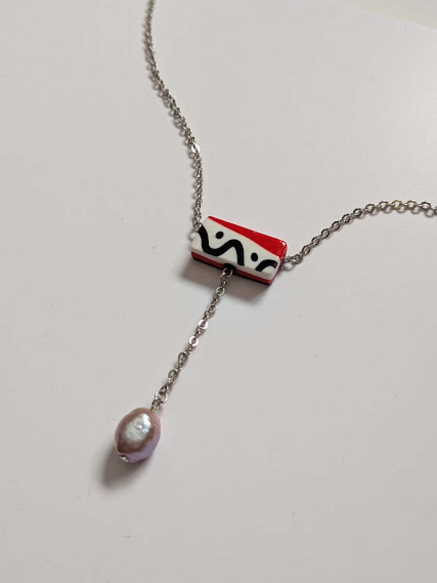 Handmade Polymer Clay Necklace  - Rhythm Drop 