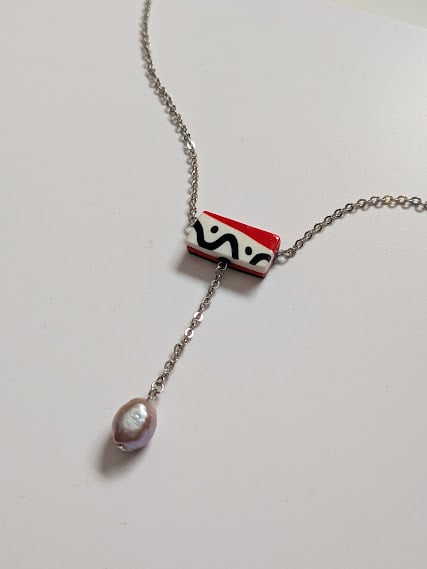 Handmade Polymer Clay Necklace  - Rhythm Drop 