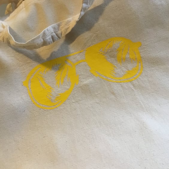 Tote bag. Sunglasses. Reusable tote bag. Perfectly imperfect 