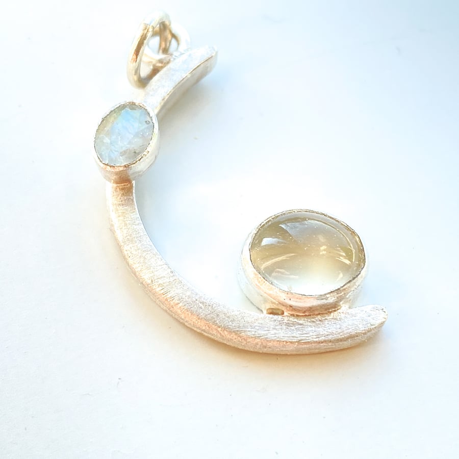 Moonstone Sterling Silver Moon Penant