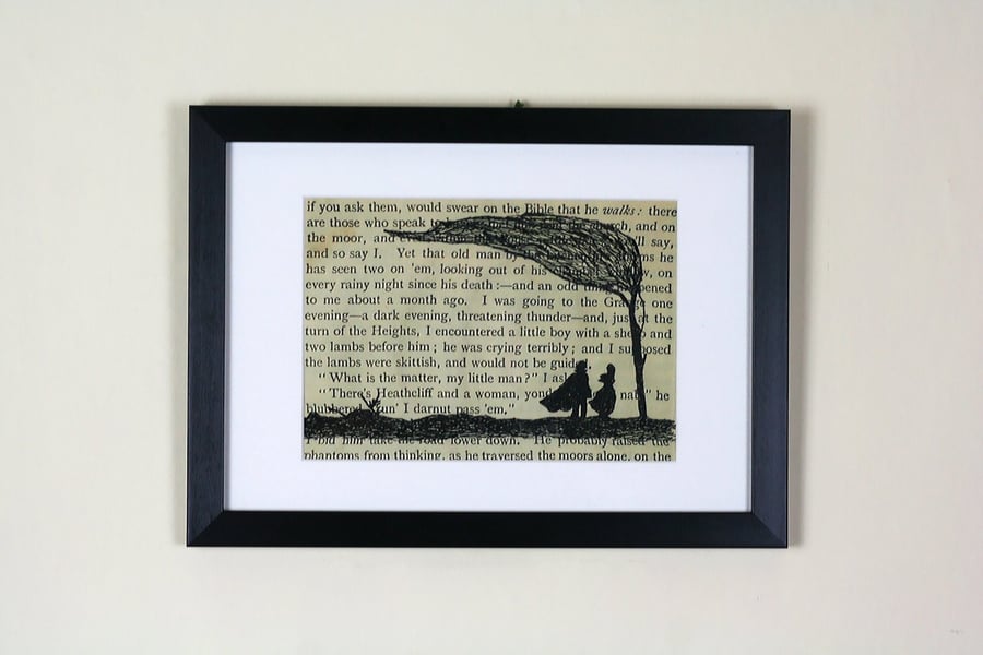 Classic Literature - Wuthering Heights Silhouette Framed Large Embroidery