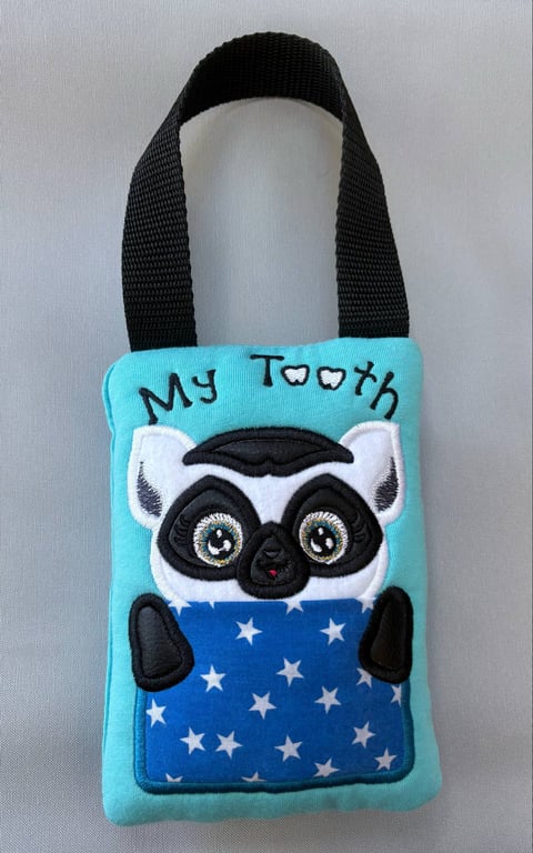  Tooth fairy Pillow, Embroidered Lemur