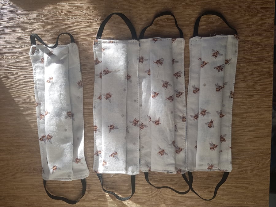 Children face mask bees , two layers