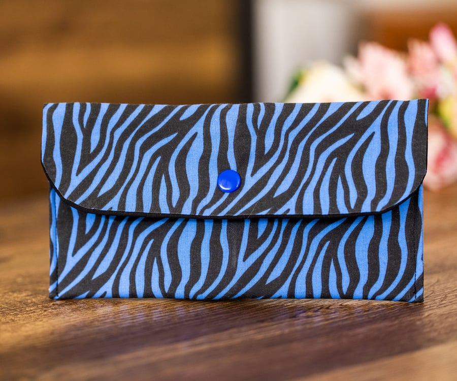 Handmade Coin Purse, Wallet Card Holder, Mini Wallet-Blue Abstract Design-CP52