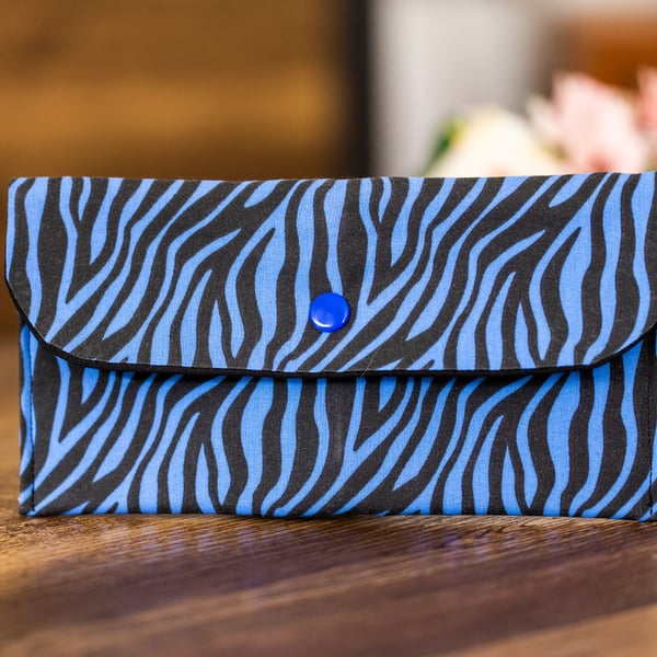 Handmade Coin Purse, Wallet Card Holder, Mini Wallet-Blue Abstract Design-CP52