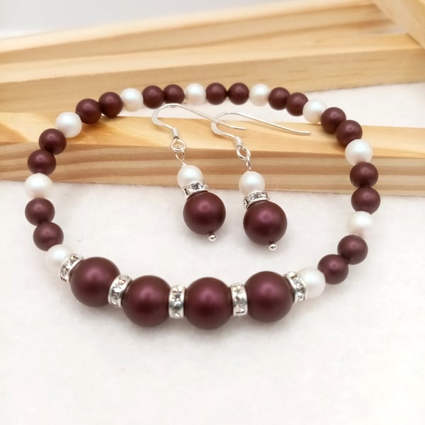 Austrian Crystal Stretch Bracelet with Matching Sterling Silver Drop Earrings