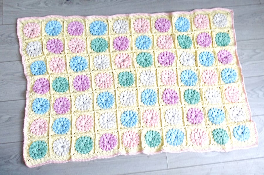 Crochet Cotton Throw Blanket - Supersoft yarn, washable. Recycled Cotton