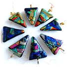 Patchwork Triangle Dichroic Fused Glass Pendant Colour choice valentine