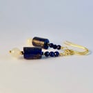 Lapis Lazuli & Moonstone Earrings, Virgo, September, Anniversary, Gift For Her