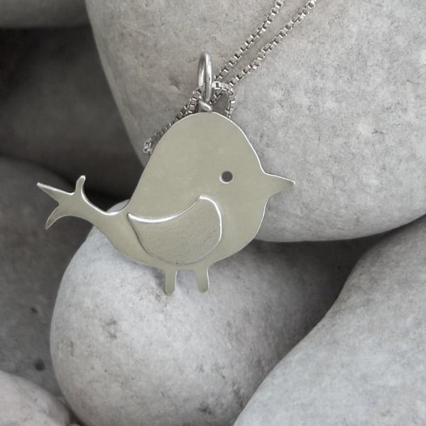 Bird pendant in sterling silver