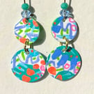 Circular, 15mm in diameter, Hand-painted Paper Earrings