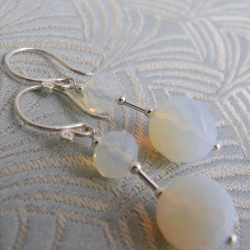 Opal Quartz Earrings, Dangle Earrings, Opal Quartz Gemstone Earrings CC69