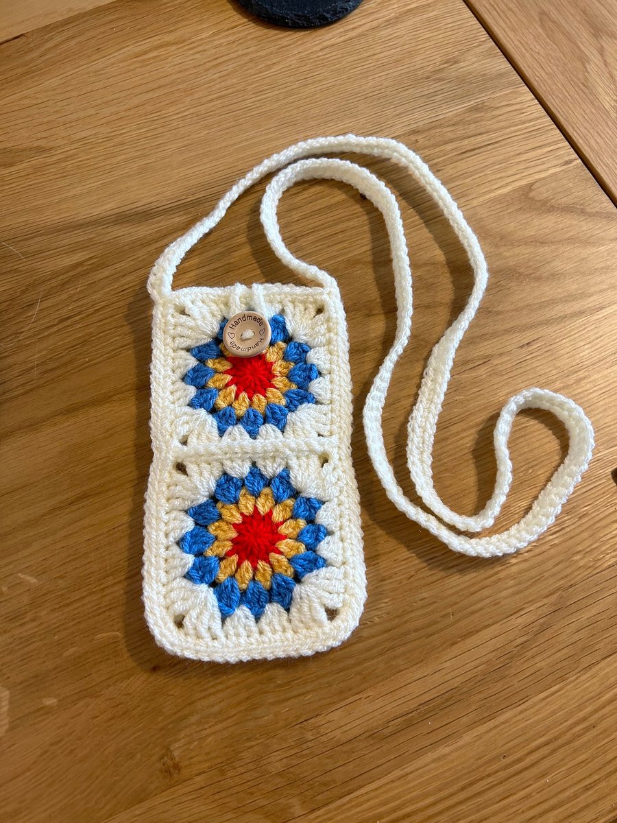 Crochet Boho Granny Square Phone Cross Body Bag