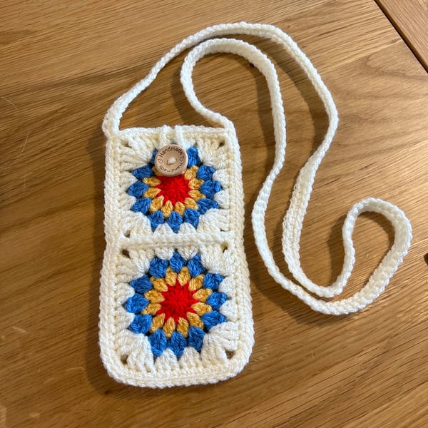 Crochet Boho Granny Square Phone Cross Body Bag