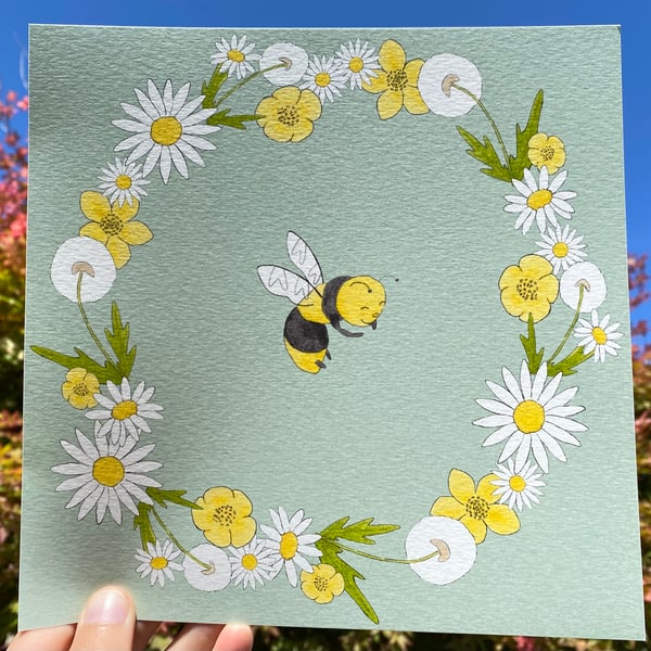 Bee and Flower Print