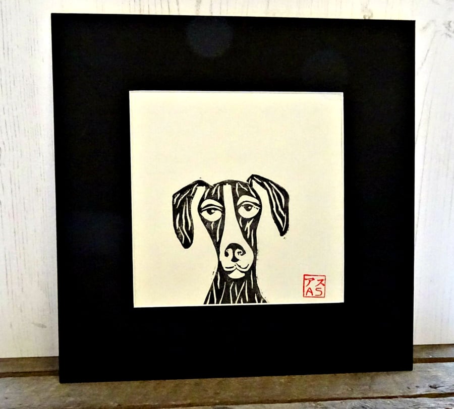 Suspect No. 3 - Original Linocut Print - Mounted