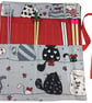 Straight knitting needle case with cats, needle roll, needle case, needle storag - Image 1
