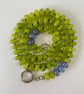 Green agate with aquamarine beaded necklac