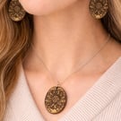 Floral Wooden Jewellery Set – Matching Necklace & Earrings Gift