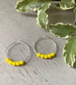 Yellow Beaded Hoop Earrings, sterling silver - Image 1