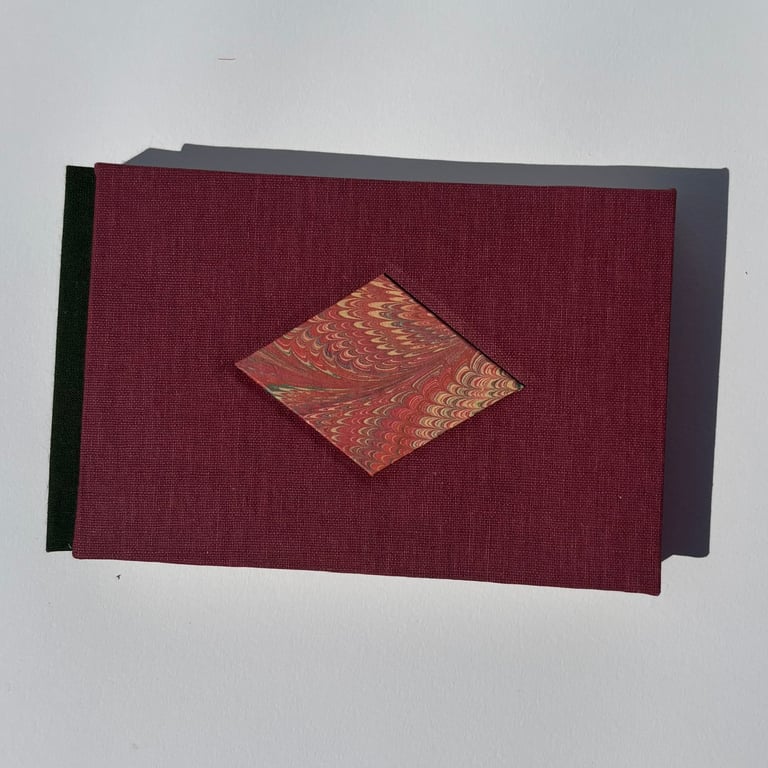 Maroon Book with Marbled Paper