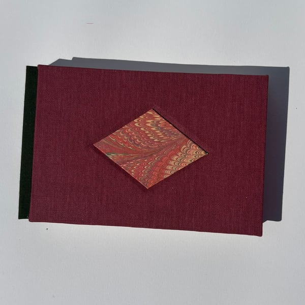 Maroon Book with Marbled Paper