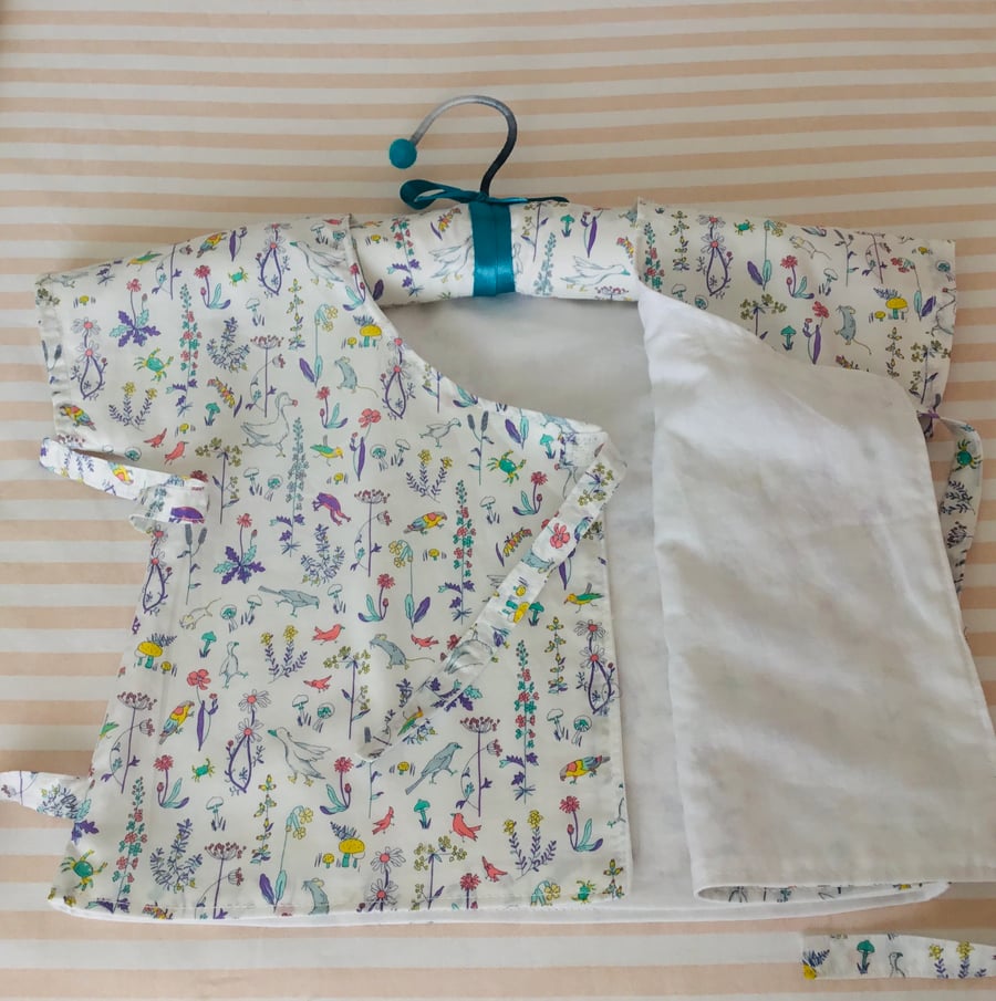 Liberty Theo fabric Baby Kimono and Hanger 