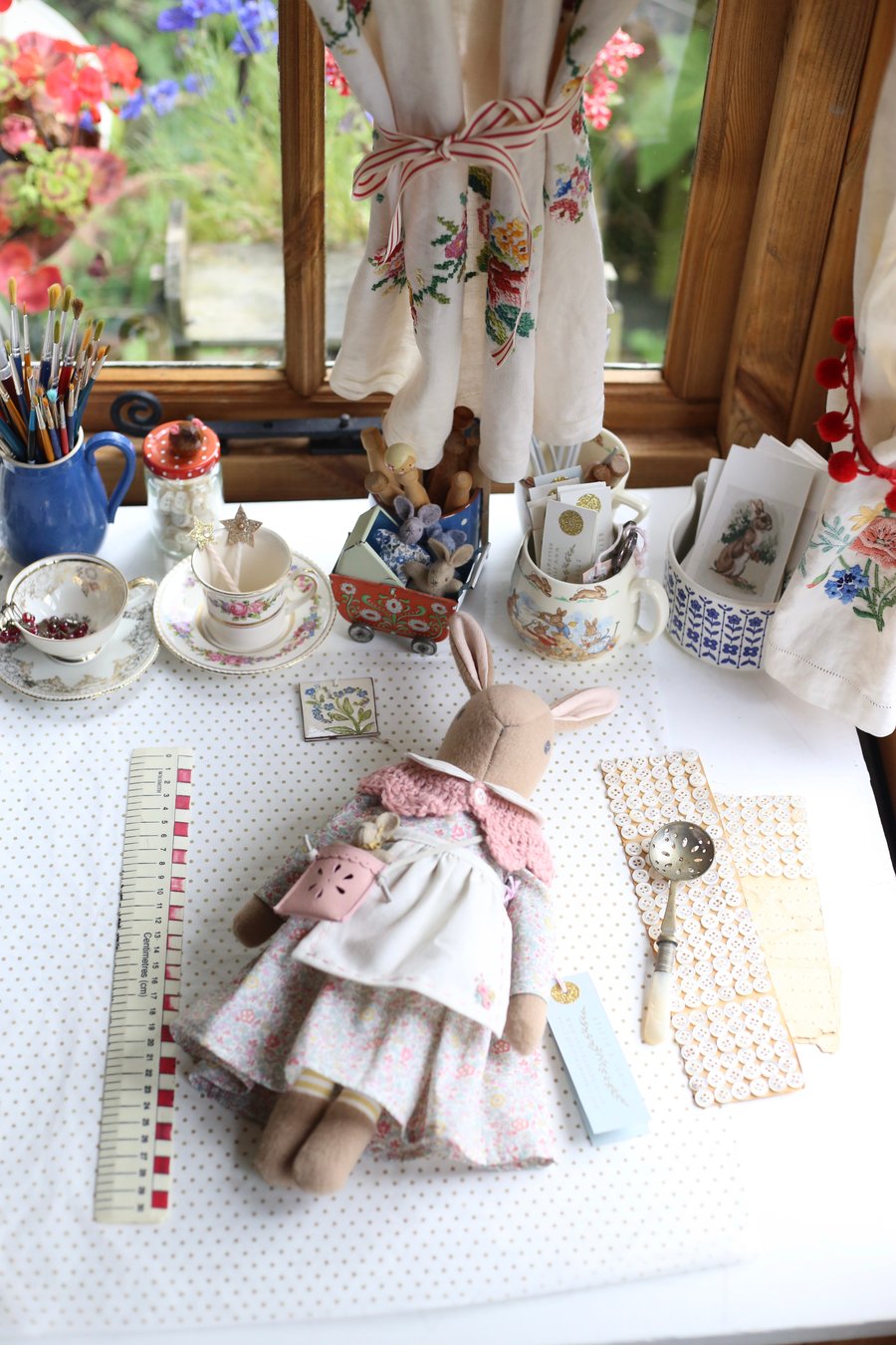 Reserved for Jayne S - Heirloom Liberty Bunny in Katie and Millie