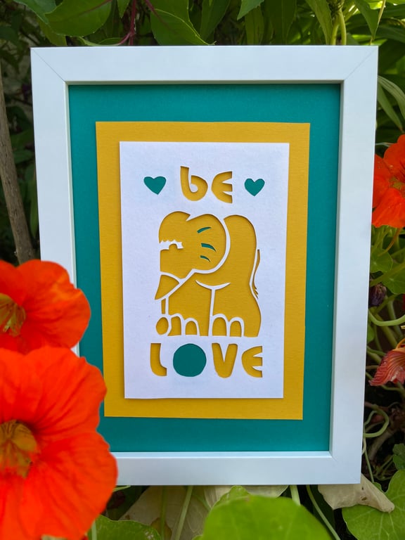 Spring Bank Elephant framed papercut