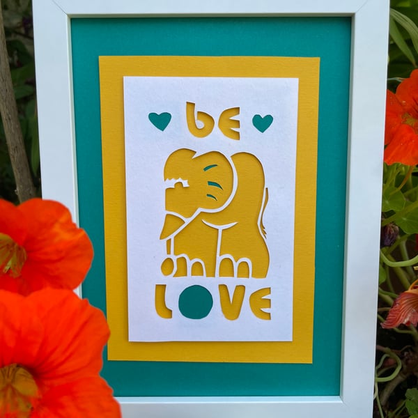 Spring Bank Elephant framed papercut