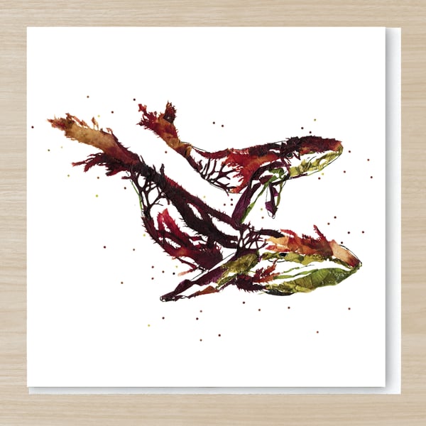 Mother Whale and Her Calf card, Pressed Seaweed print card