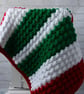 Crochet Blanket in Green Red and White Ready to Ship perfectly imperfect - Image 2