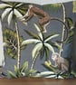 2 x 40x40cm Cushion Covers Monkey Tropical Jungle Grey Green