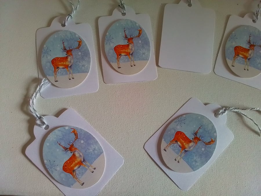Christmas gift tags. Stag. Pack of 6 Christmas gift tags. Ref 489