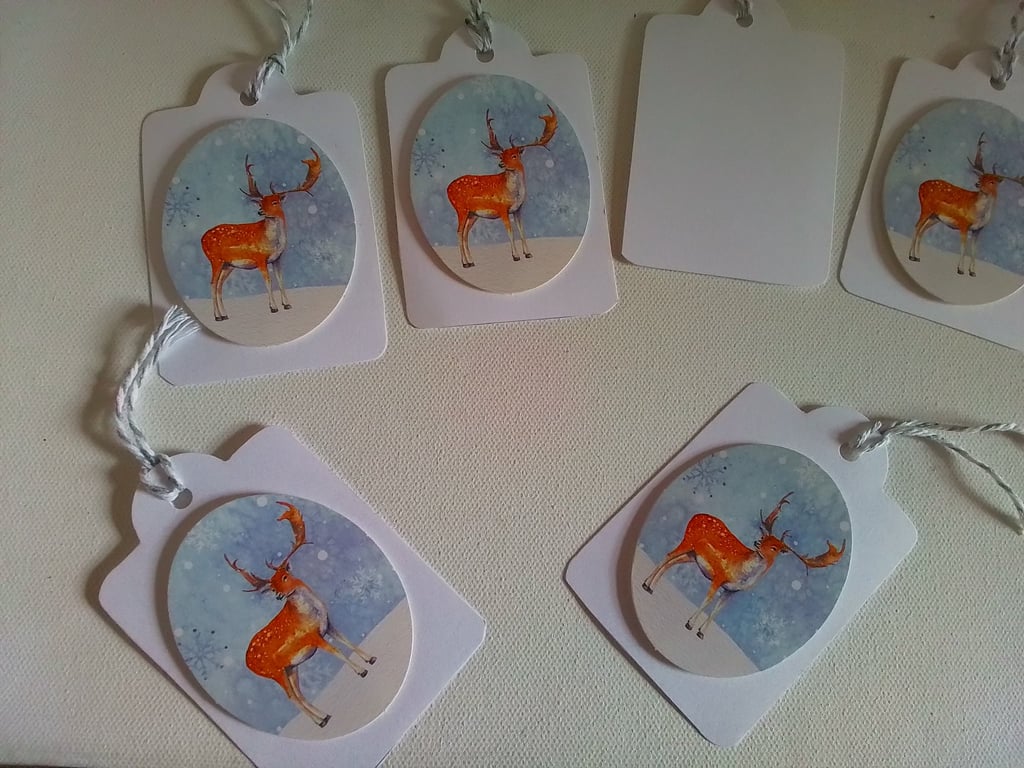 Christmas gift tags. Stag. Pack of 6 Christmas gift tags. Ref 489