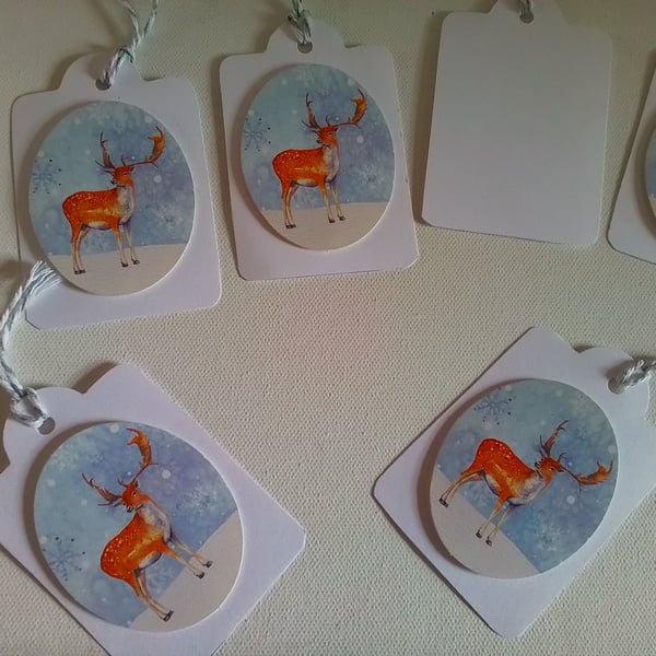 Christmas gift tags. Stag. Pack of 6 Christmas gift tags. Ref 489