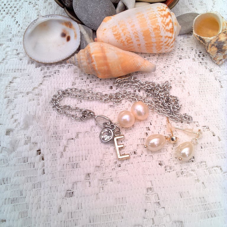 Initial and Birthstone Colour 2 Piece Jewellery Set, Gift for Her, Christmas