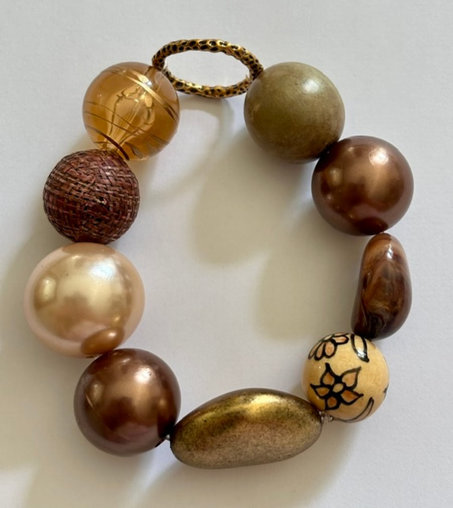 Stunning Brown Bronze Gold Chunky Bracelet