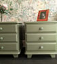 2x Upcycled Sage Green Bedside Cabinets - Image 6