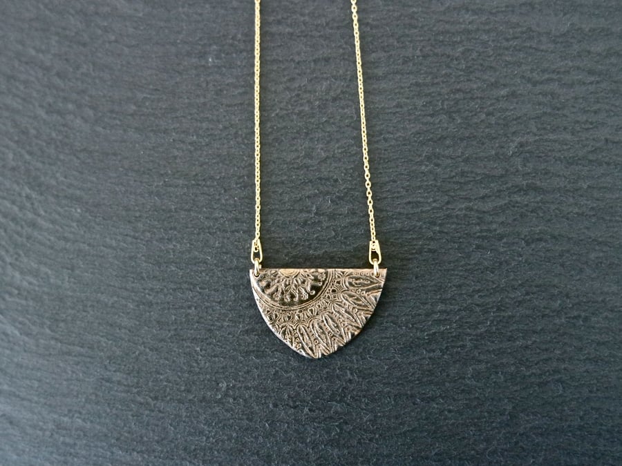 Mandala black bronze Gold Vermeil Sterling silver Necklace