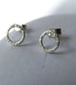 Silver stud earrings - textured silver circle hoop studs - recycled silver - Image 2