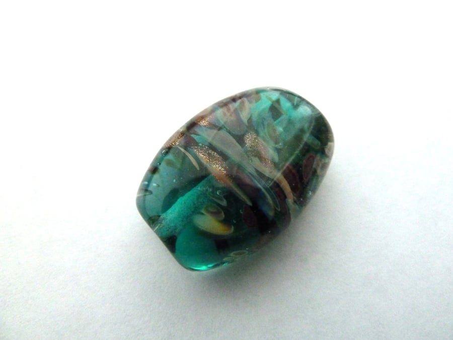 teal and goldstone focal bead