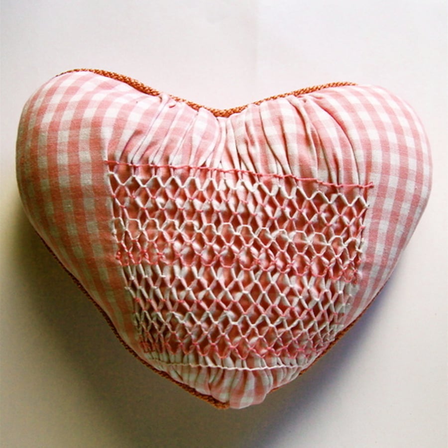 Heart Cushion with Hand Smocking