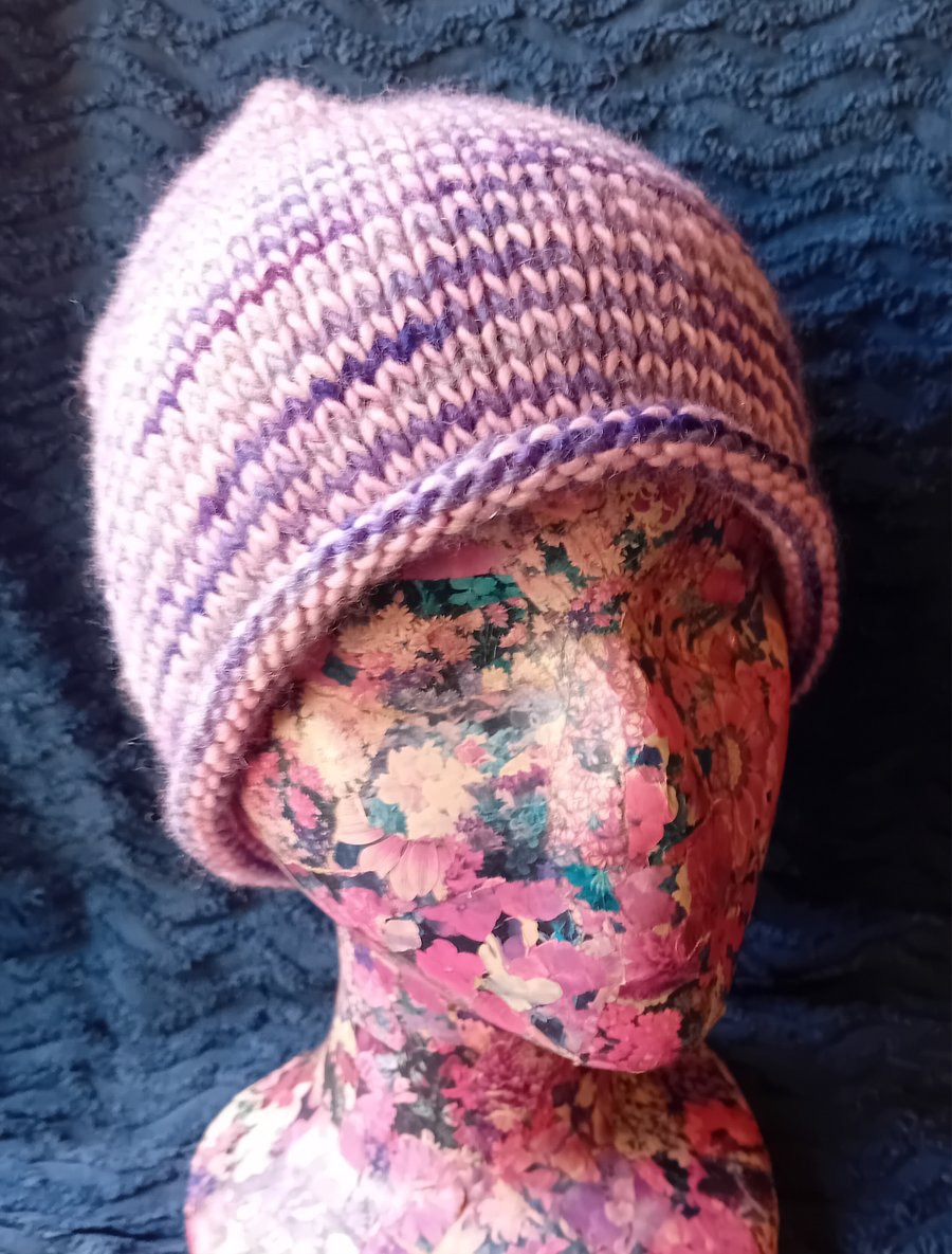 Hand-knitted, hand-dyed hat