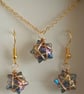 Wire Wrapped Star Necklace and Earrings - Purple