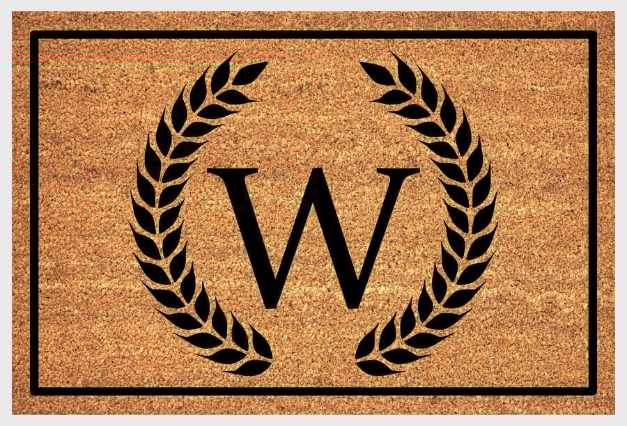 W Letter Door Mat - Monogram Letter W Welcome Mat - 3 Sizes