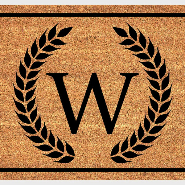 W Letter Door Mat - Monogram Letter W Welcome Mat - 3 Sizes